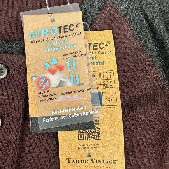 Tailor Vintage Mens Airotec+ Water Henley Shirt Heather Performance Size L - Picture 4 of 7